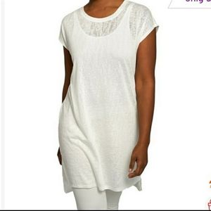 Dubgee by Whoopi crew neck short sleeve tunic tee shirt oversized w/ side slits